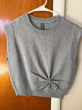 Anthropologie Gray Twist-Front Sleeveless Knit Sweater Vest